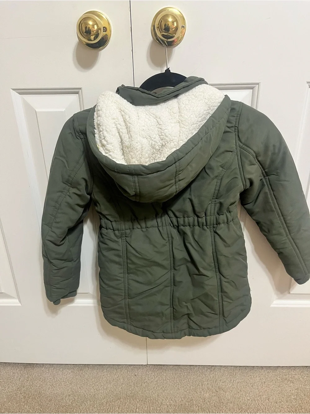 Justice Girls' Olive Green Hooded Puffer Jacket-XS